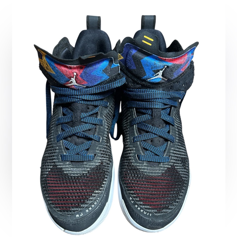 Air Jordan XXXVII 37  “Nothing But Net” Black Multi Color • Size 6.5Y - Picture 2 of 8